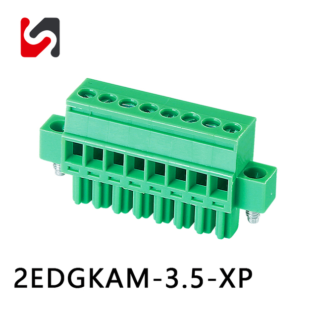 2EDGKAM-3.5 Blocos terminais conectáveis ​​de 300V com fabricante de flange venda quente para conexão de fio cor verde