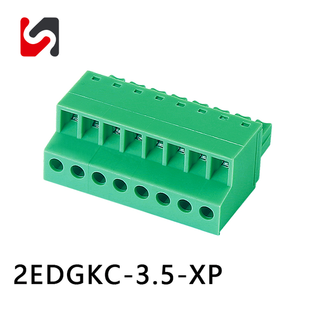 2EDGKC-3.5 300V 8A fio de 45 graus conecta blocos de terminais plugáveis ​​cor verde